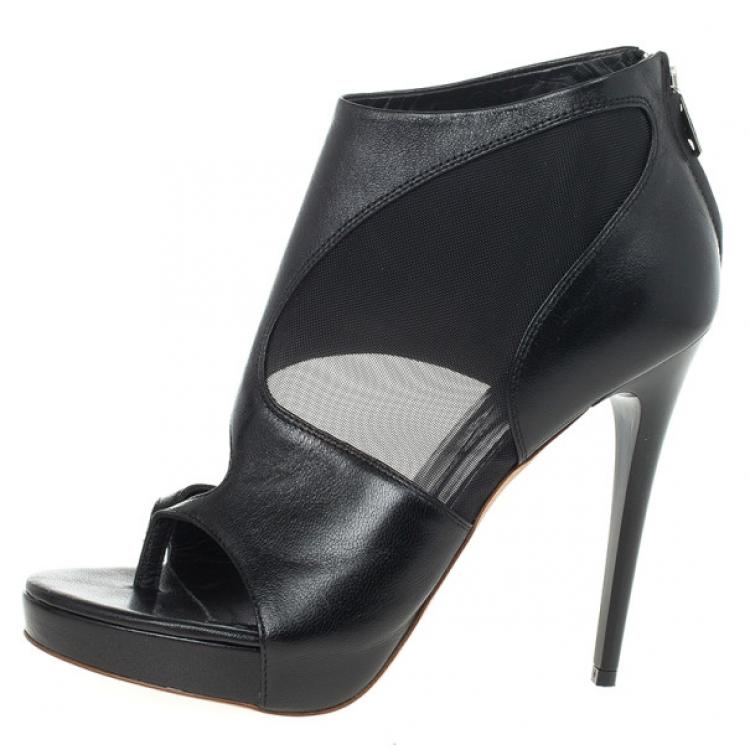 Pre Owned McQ by Alexander McQueen Sheer Block Leather Booties Size 38