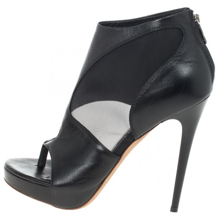 Pre Owned McQ by Alexander McQueen Sheer Block Leather Booties Size 38