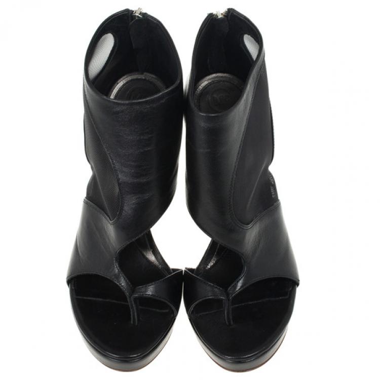 Pre Owned McQ by Alexander McQueen Sheer Block Leather Booties Size 38
