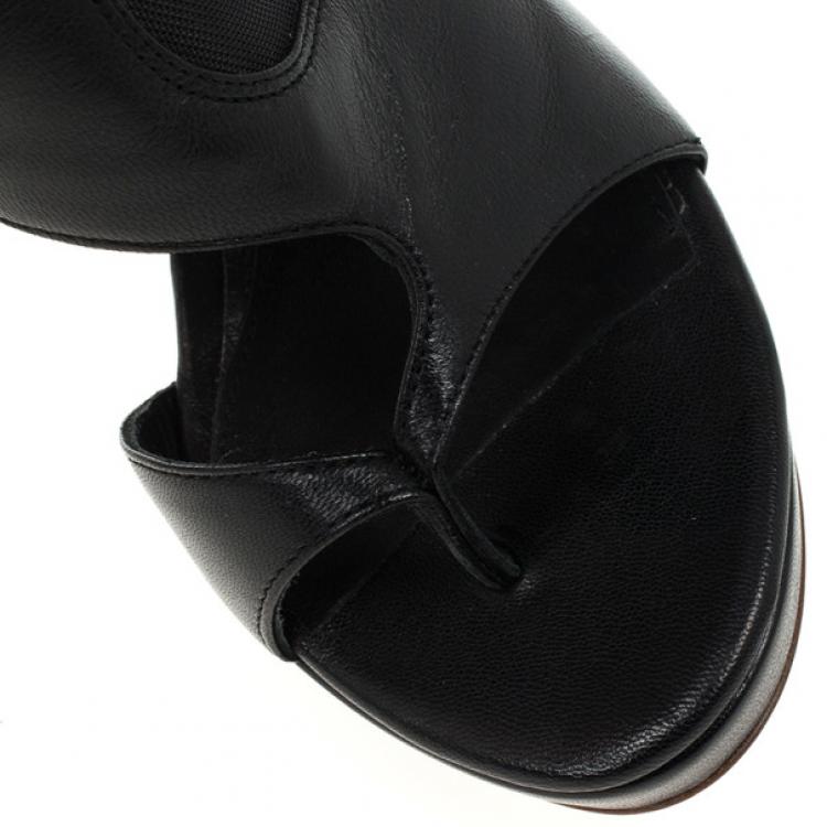 Pre Owned McQ by Alexander McQueen Sheer Block Leather Booties Size 38