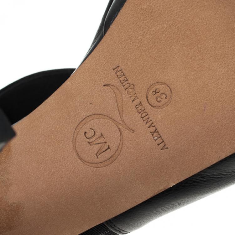 Pre Owned McQ by Alexander McQueen Sheer Block Leather Booties Size 38