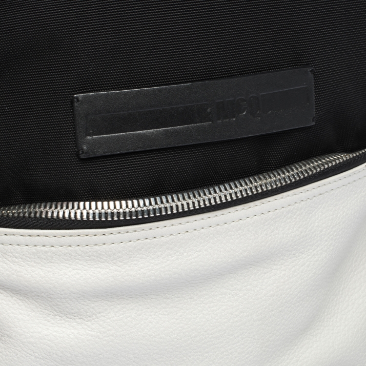 Pre Owned McQ by Alexander McQueen Black/White Nylon and Leather Pocket Backpack