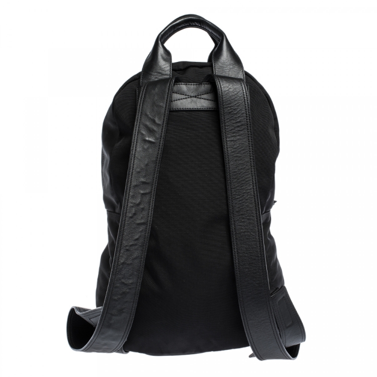 Pre Owned McQ by Alexander McQueen Black/White Nylon and Leather Pocket Backpack