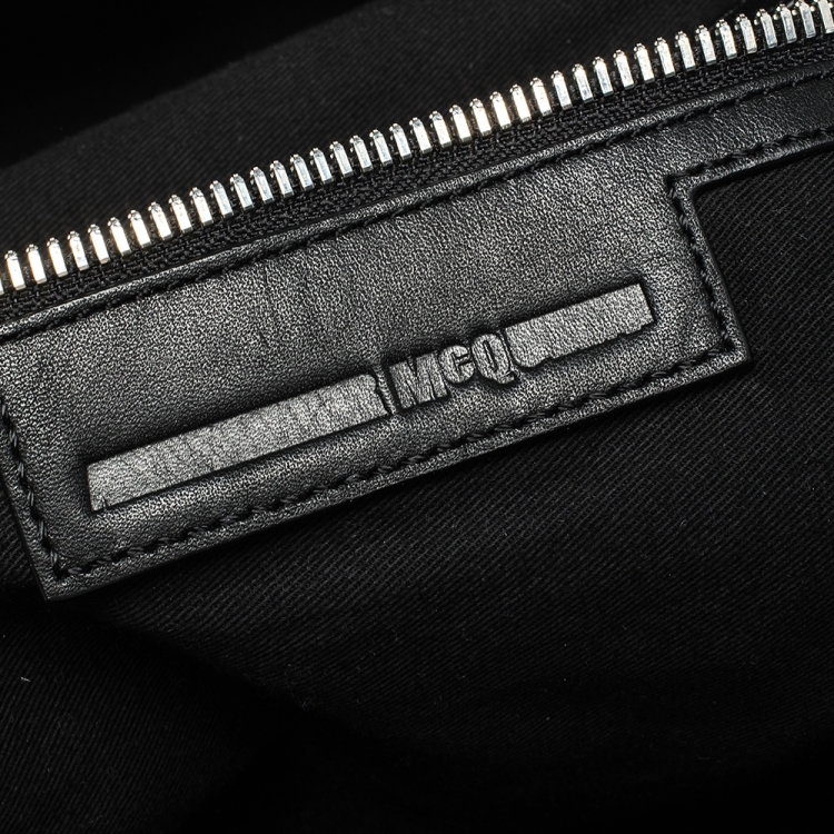 Pre Owned McQ by Alexander McQueen Black/White Nylon and Leather Pocket Backpack