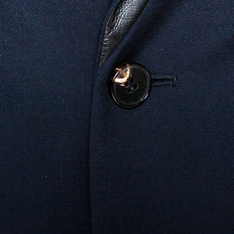 Pre Owned McQ by Alexander McQueen Navy Blue Slim Fit Tuxedo Jacket M 