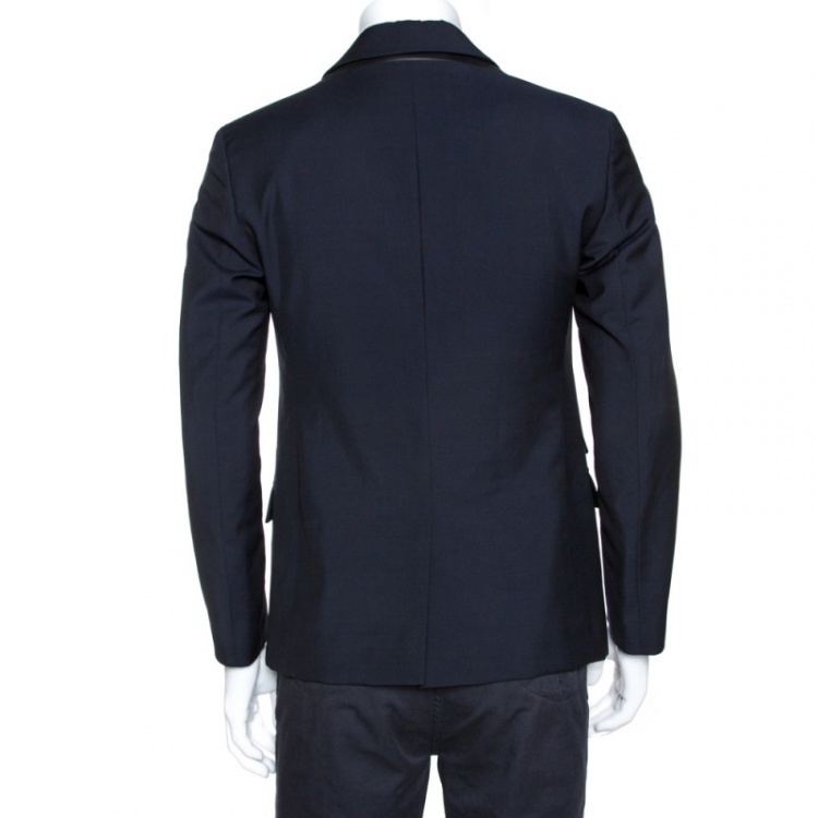 Pre Owned McQ by Alexander McQueen Navy Blue Slim Fit Tuxedo Jacket M 