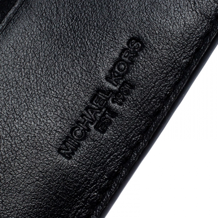 Pre Owned Michael Kors Navy Blue Signature Coated Canvas Bi Fold Wallet 