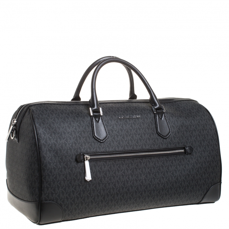 Pre Owned Michael Kors Black Signature Coated Canvas XL Travel Duffle Bag