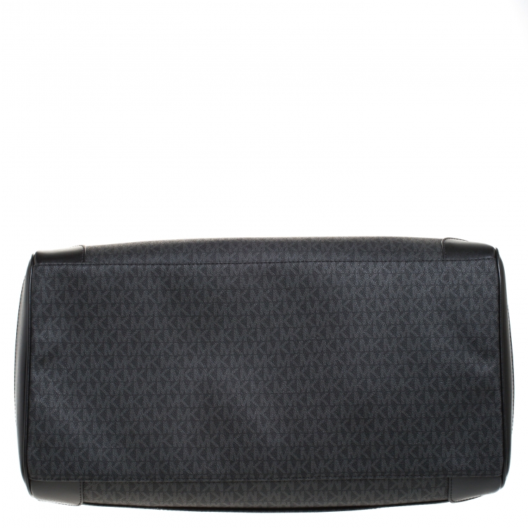Pre Owned Michael Kors Black Signature Coated Canvas XL Travel Duffle Bag