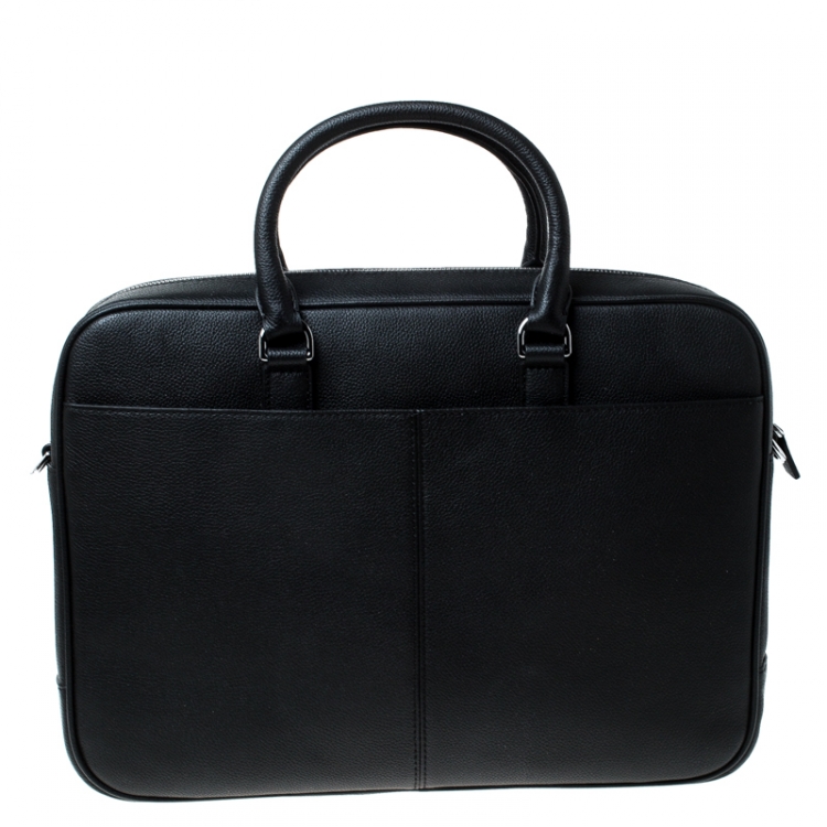 Pre Owned Michael Kors Black Leather Russel Briefcase 