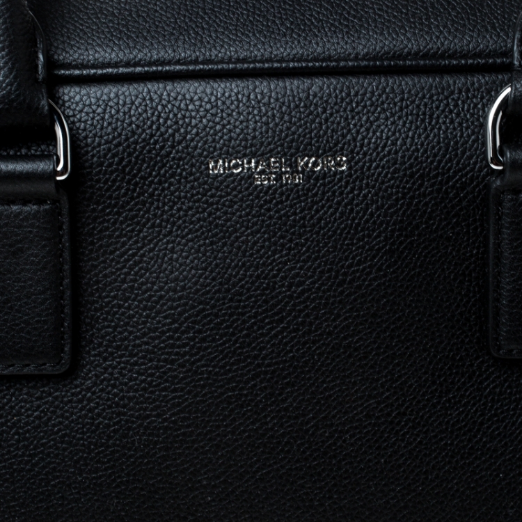 Pre Owned Michael Kors Black Leather Russel Briefcase 