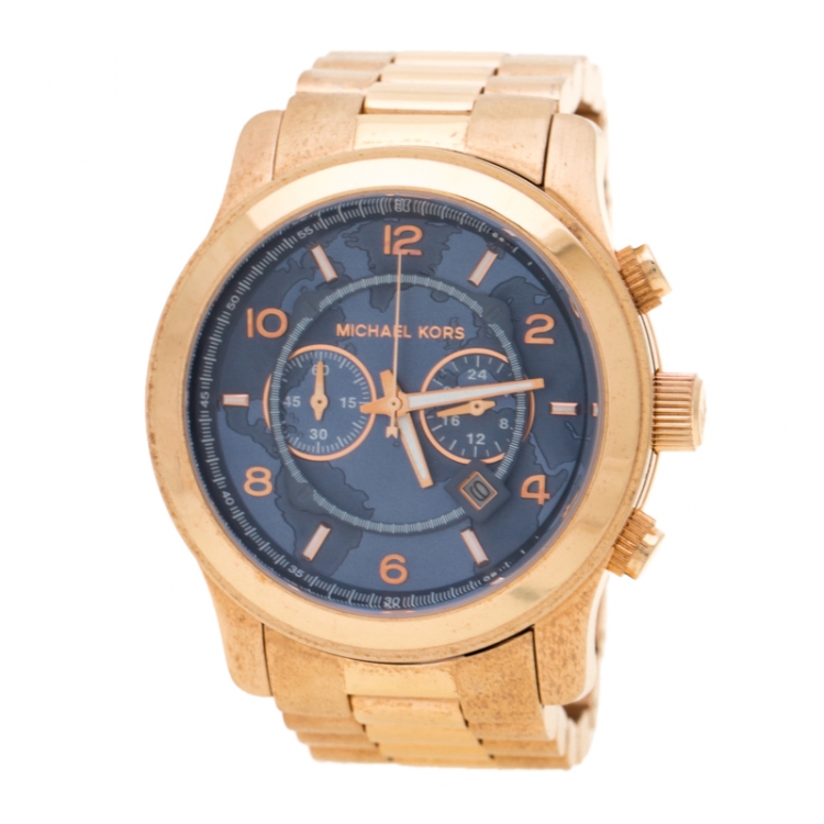 MICHAEL KORS WATCH BLUE WITH STAINLESS STEEL GOLD BELT  Watches Prime