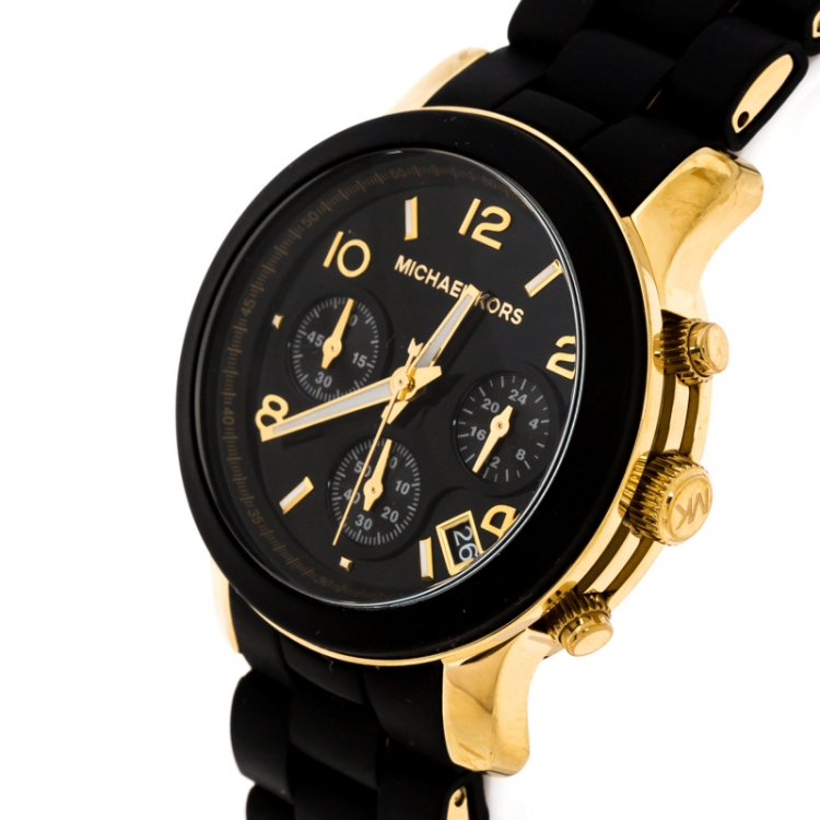 Michael Kors Black Gold Plated Steel Runway MK5191 Men's Wristwatch 39 mm Michael  Kors | TLC