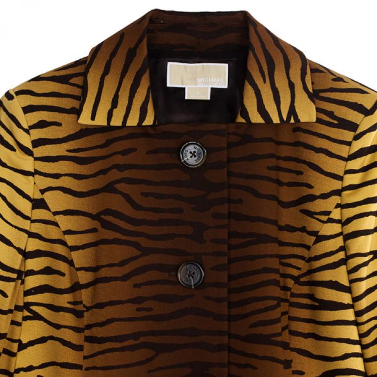Pre Owned MICHAEL Michael Kors Animal Print Trench Coat M