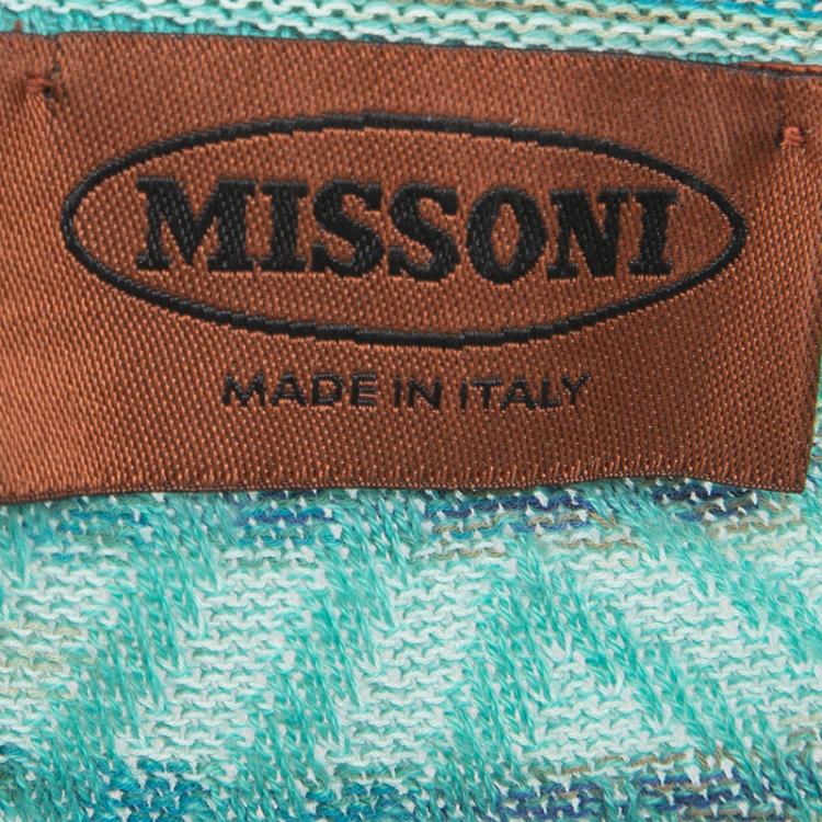 Pre Owned Missoni Multicolor Textured Knit Short Sleeve Henley T-Shirt M