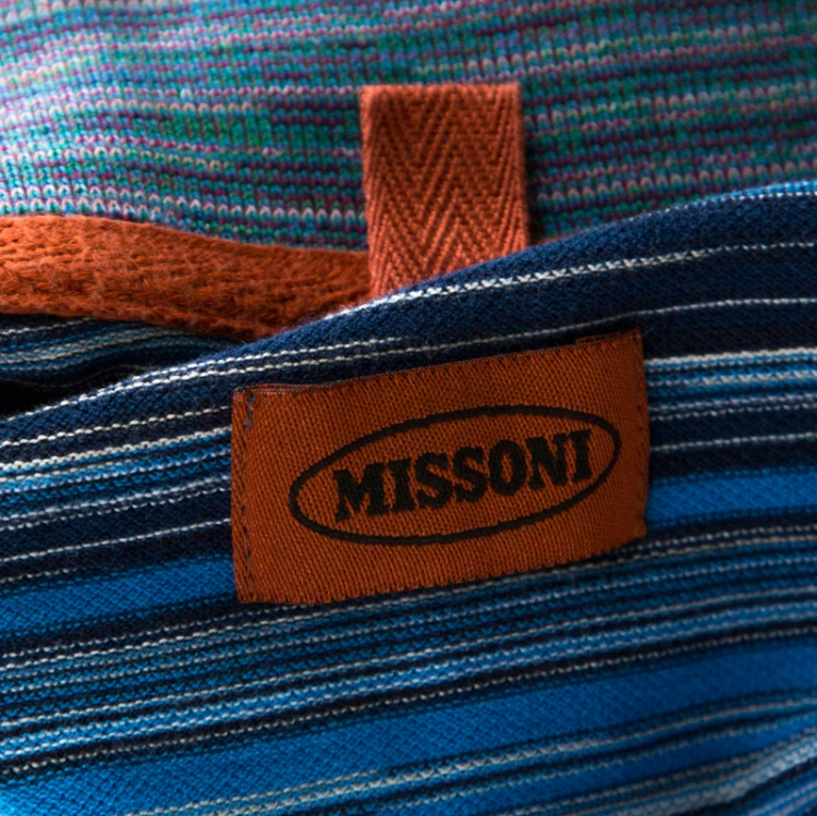 Pre Owned Missoni Multicolor Striped Cotton Pique Polo T Shirt L 