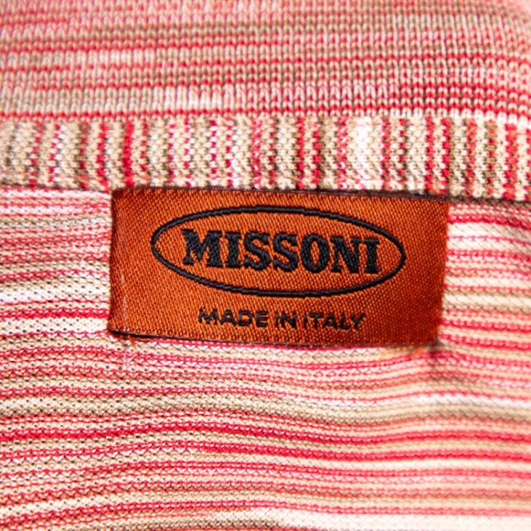 Pre Owned Missoni Red Cotton Knit Ombre Effect Polo T Shirt XL