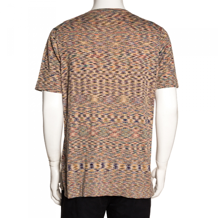 Pre Owned Missoni Mulitcolor Abstract Printed Knit T Shirt L 