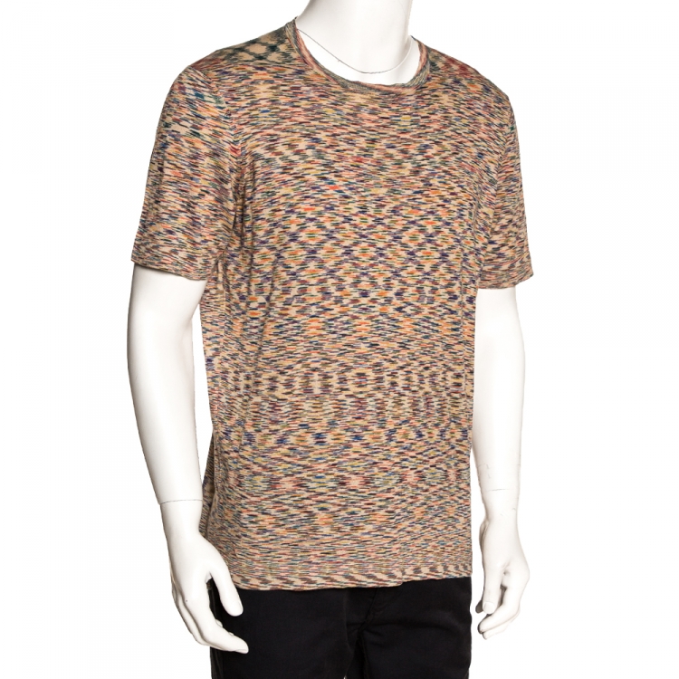 Pre Owned Missoni Mulitcolor Abstract Printed Knit T Shirt L 