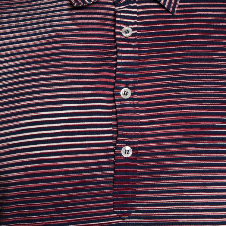 مملوكة مسبقًا Missoni Red & Navy Blue Striped Cotton Polo T-Shirt XL