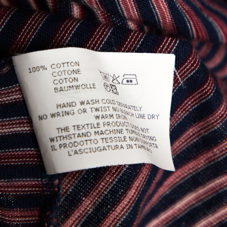 مملوكة مسبقًا Missoni Red & Navy Blue Striped Cotton Polo T-Shirt XL