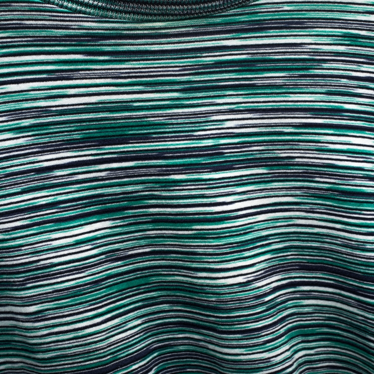 Pre Owned Missoni Green Striped Cotton Round Neck T Shirt L