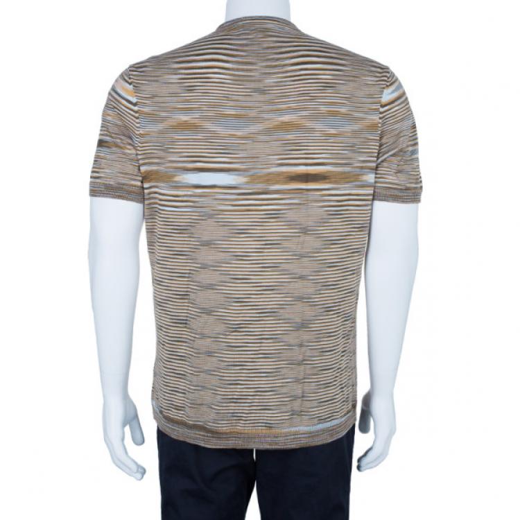 Pre Owned Missoni Men's Multiprint Crewneck Knit Shirt L