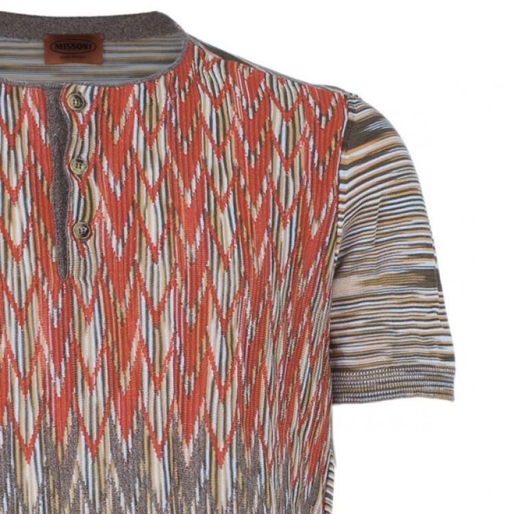 Pre Owned Missoni Men's Multiprint Crewneck Knit Shirt L