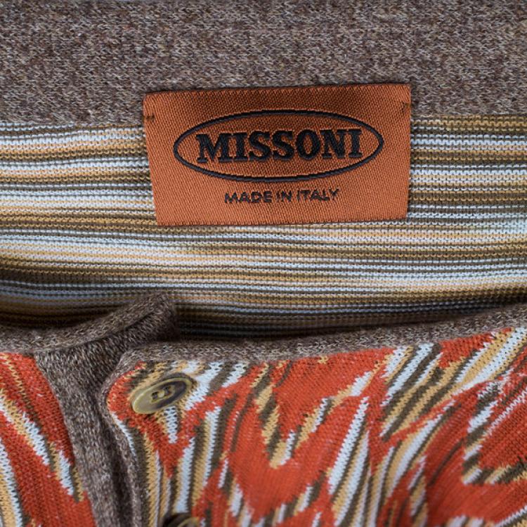 Pre Owned Missoni Men's Multiprint Crewneck Knit Shirt L