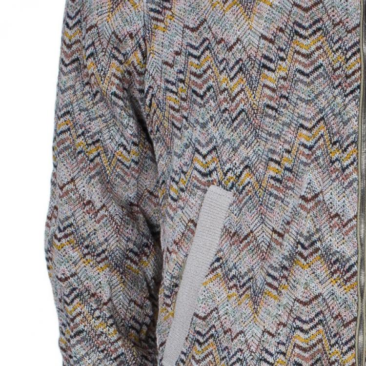 Pre Owned Missoni Men's Multicolor Knit Bomber Jacket L