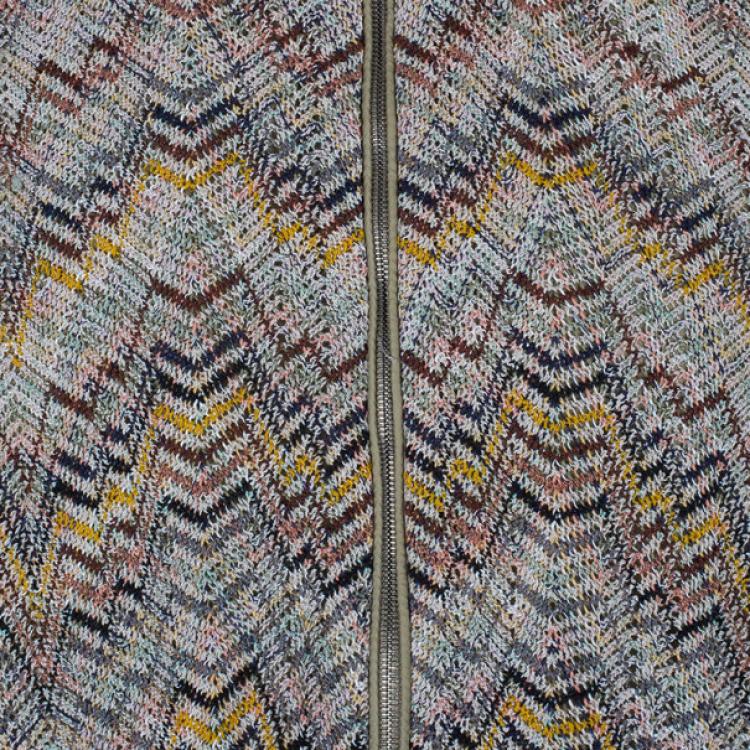 Pre Owned Missoni Men's Multicolor Knit Bomber Jacket L