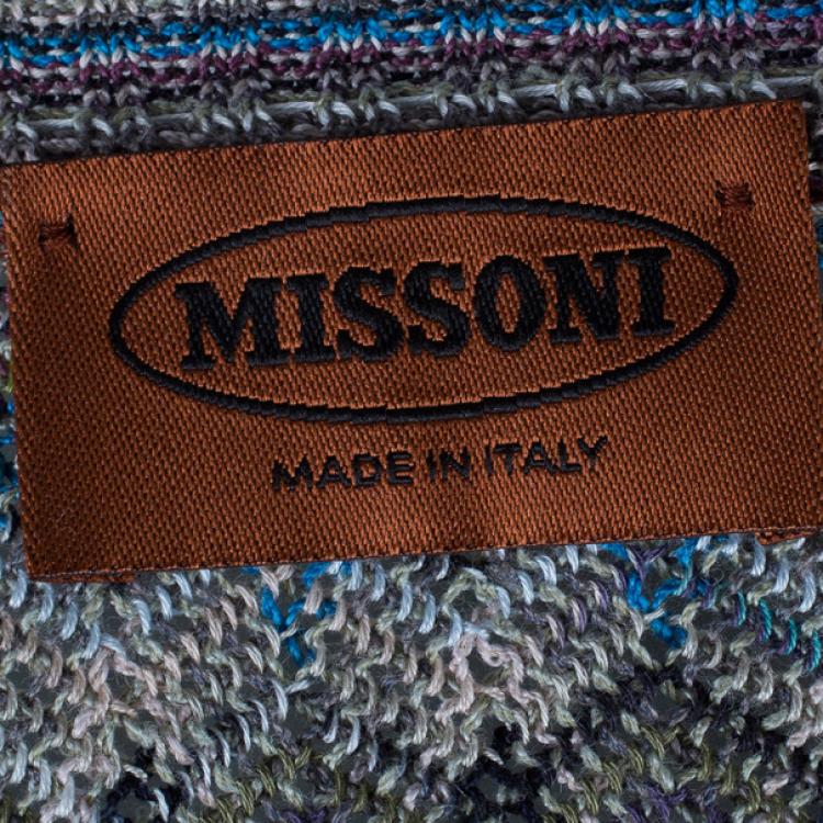 Pre Owned Missoni Men's Zig-Zag Button Down Sleeveless Cardigan L