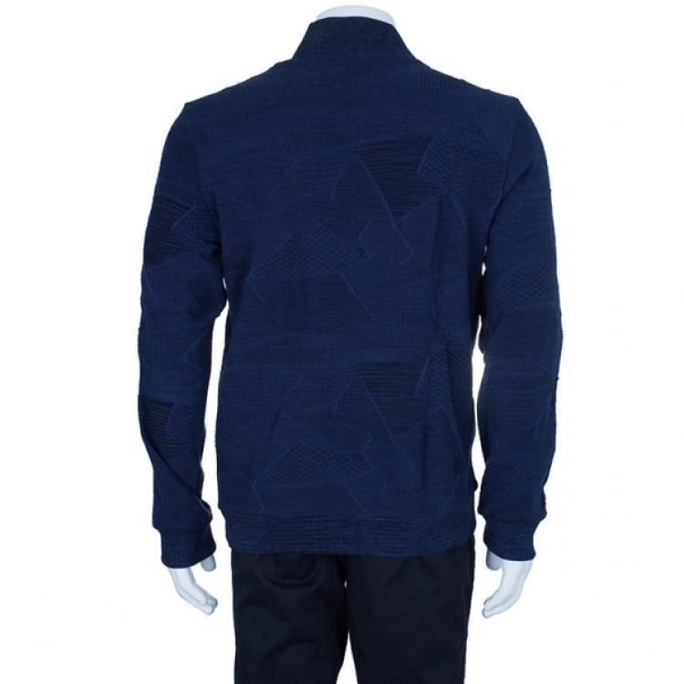 Pre Owned Missoni Blue Knit Zip Front Bomber Jacket XXL 