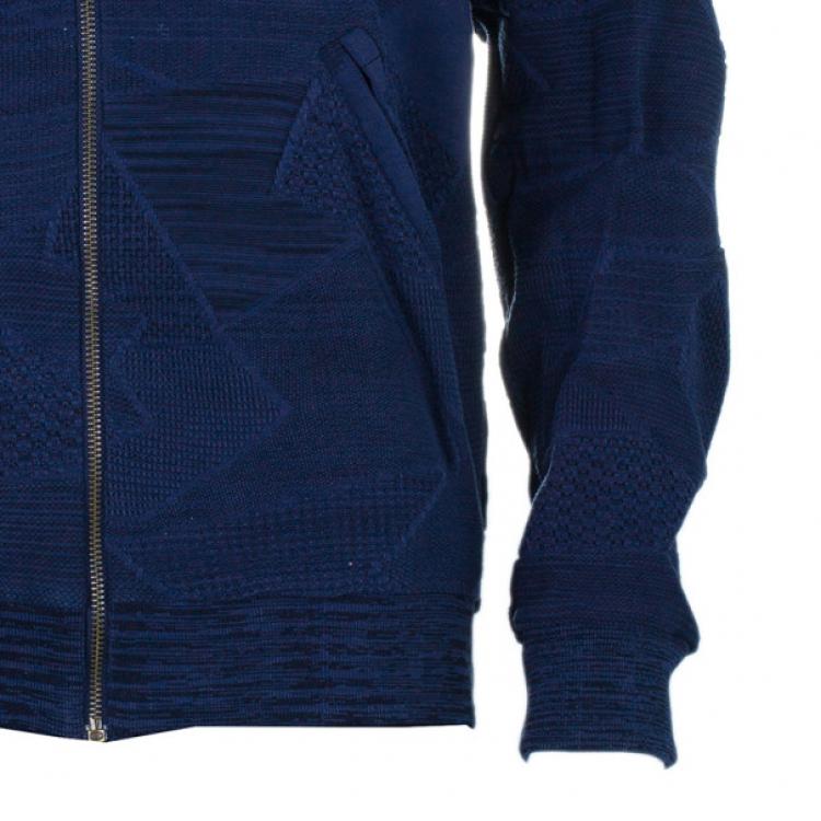 Pre Owned Missoni Blue Knit Zip Front Bomber Jacket XXL 