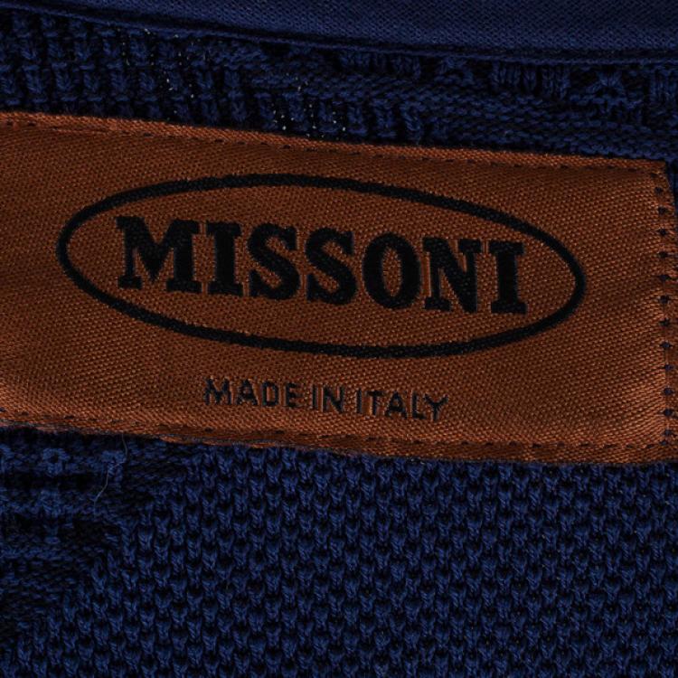 Pre Owned Missoni Blue Knit Zip Front Bomber Jacket XXL 