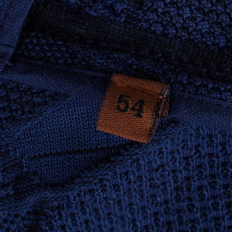 Pre Owned Missoni Blue Knit Zip Front Bomber Jacket XXL 