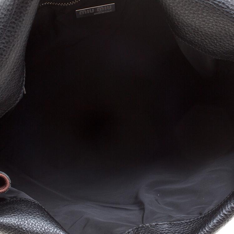 Pre Owned Miu Miu Brown/Black Nylon and Leather Messenger Bag
