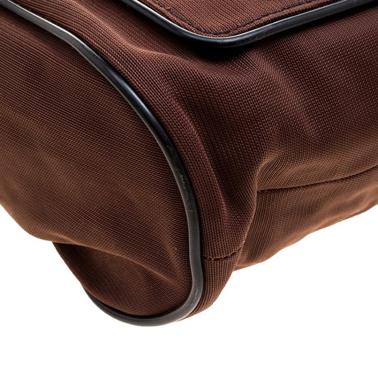 Pre Owned Miu Miu Brown/Black Nylon and Leather Messenger Bag