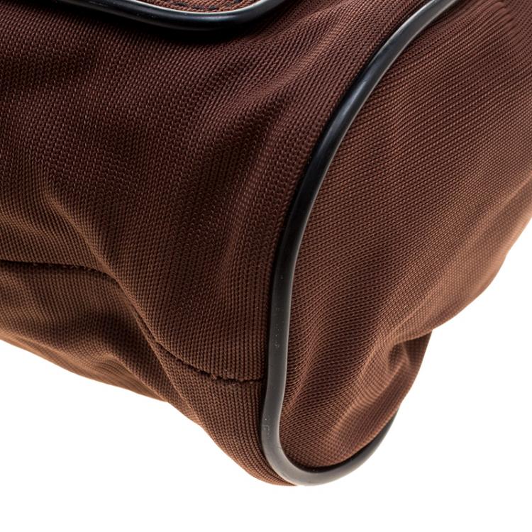 Pre Owned Miu Miu Brown/Black Nylon and Leather Messenger Bag