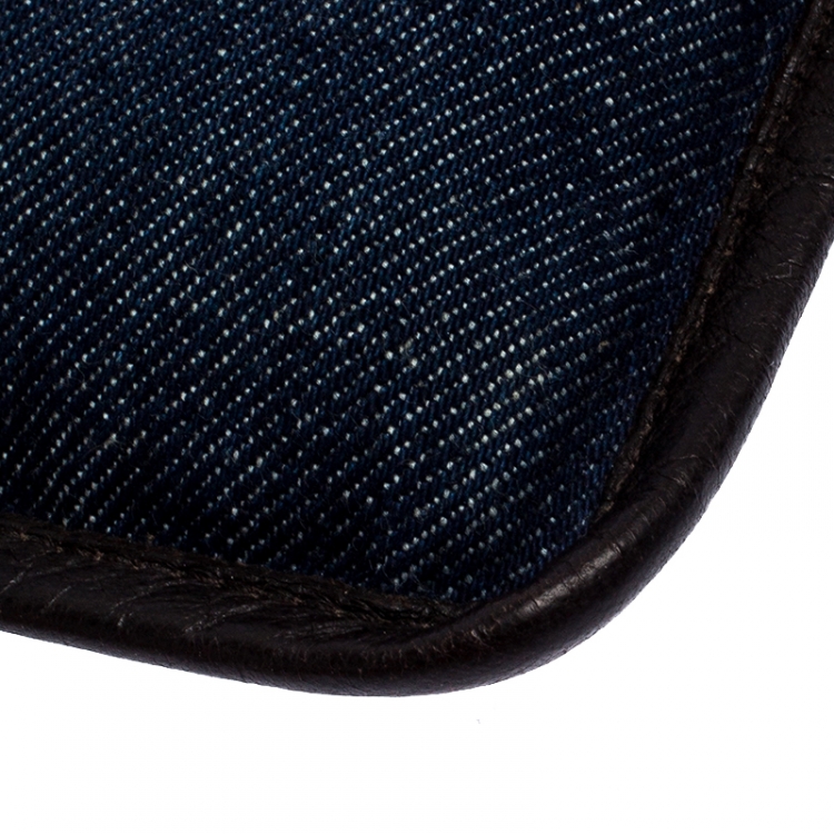 Pre Owned Miu Miu Blue/Brown Denim and Leather Zipped Coin Purse