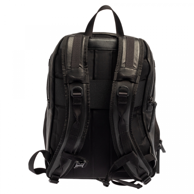 Pre Owned Moncler Black Polyamide Logo-Print Gimont Backpack