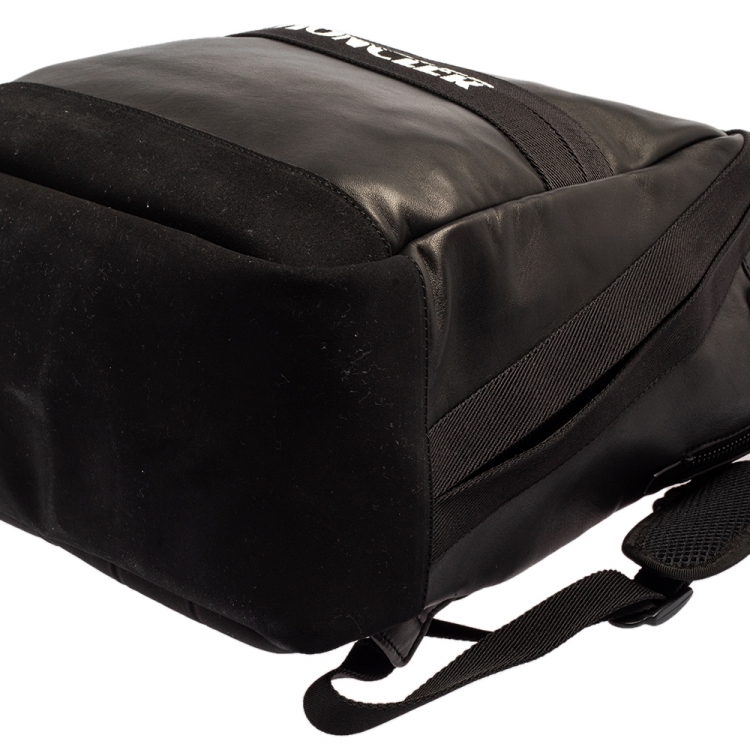 Pre Owned Moncler Black Polyamide Logo-Print Gimont Backpack