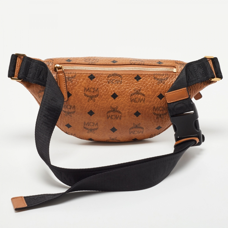 Pre Owned MCM Cognac Visetos Coated Canvas Medium California Patch Fursten Belt Bag