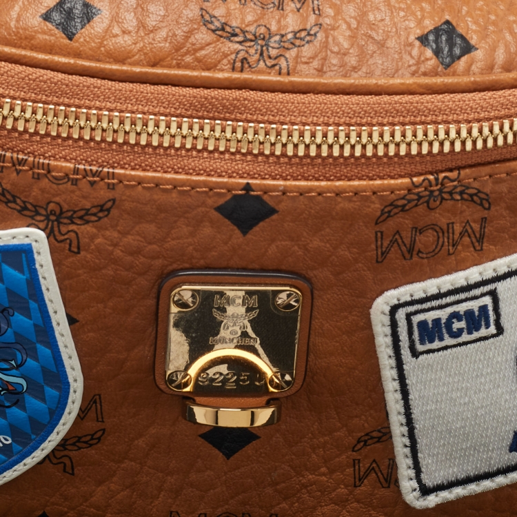 Pre Owned MCM Cognac Visetos Coated Canvas Medium California Patch Fursten Belt Bag
