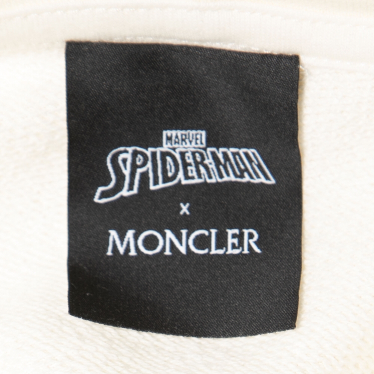 Pre Owned Moncler X Marvel White Cotton Spiderman Hooded Sweatshirt M