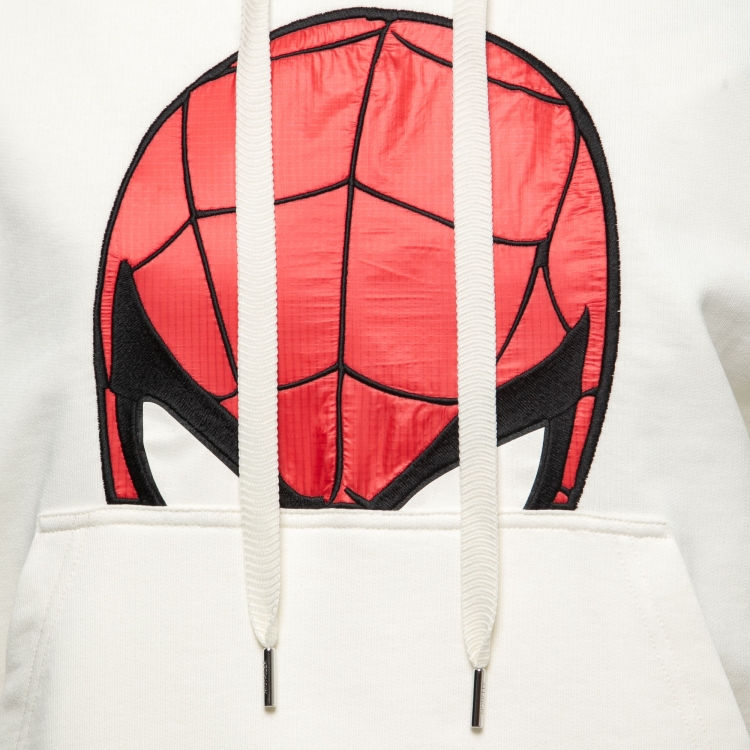 Pre Owned Moncler X Marvel White Cotton Spiderman Hooded Sweatshirt M