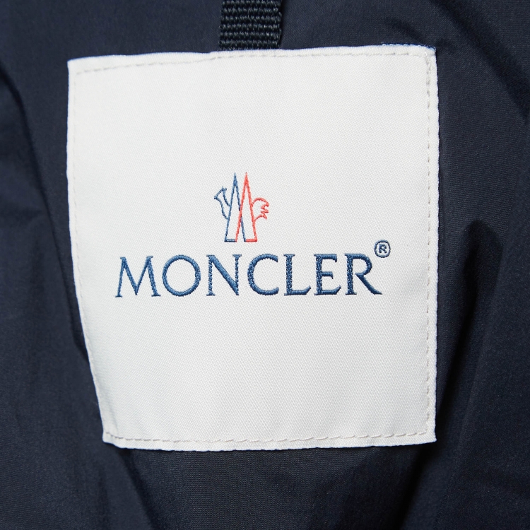 Pre Owned Moncler Navy Blue Synthetic Puffer Parka Jacket XL