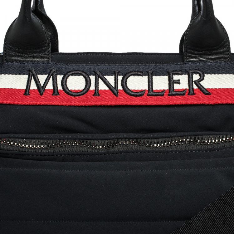 Pre Owned Moncler Black Neoprene and Leather Duffel Bag