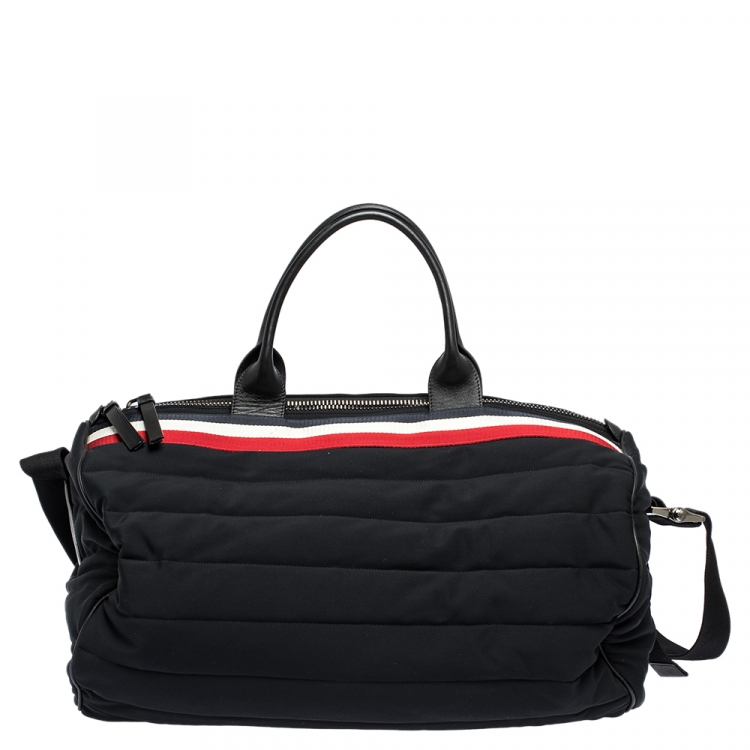 Pre Owned Moncler Black Neoprene and Leather Duffel Bag