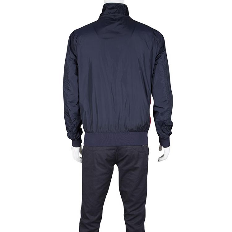 Pre Owned Moncler Navy Blue Contrast Trim Zip Front Darlan Windbreaker Jacket XL